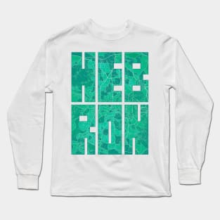 Hebron, Palestine City Map Typography - Watercolor Long Sleeve T-Shirt